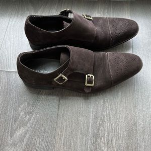 Sals Fifth Avenue Men’s brown Suede Monk Strap Dress Shoes